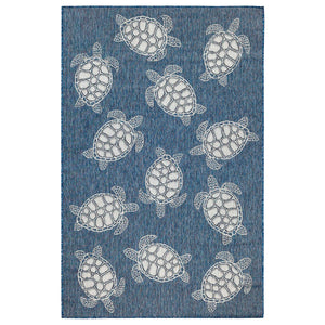 Trans-Ocean Liora Manne Carmel Seaturtles Casual Indoor/Outdoor Power Loomed 87% Polypropylene/13% Polyester Rug Navy 7'10" x 9'10"