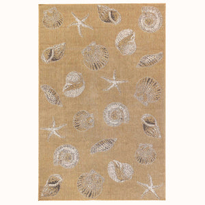 Trans-Ocean Liora Manne Carmel Shells Casual Indoor/Outdoor Power Loomed 87% Polypropylene/13% Polyester Rug Sand 7'10" x 9'10"