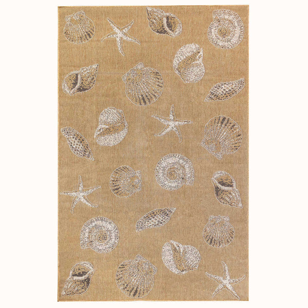 Trans-Ocean Liora Manne Carmel Shells Casual Indoor/Outdoor Power Loomed 87% Polypropylene/13% Polyester Rug Sand 7'10" x 9'10"