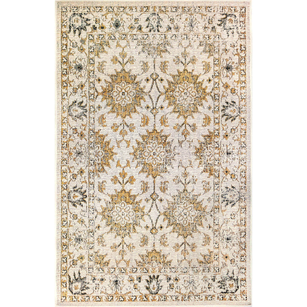Trans-Ocean Liora Manne Carmel Vintage Floral Casual Indoor/Outdoor Power Loomed 87% Polypropylene/13% Polyester Rug Sand 7'10" x 9'10"