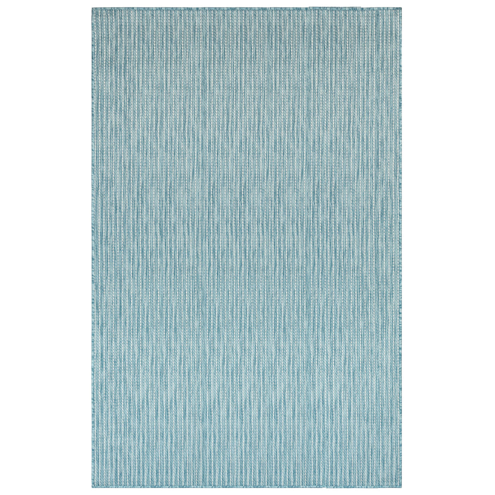 Trans-Ocean Liora Manne Carmel Texture Stripe Casual Indoor/Outdoor Power Loomed 87% Polypropylene/13% Polyester Rug Aqua 7'10" x 9'10"