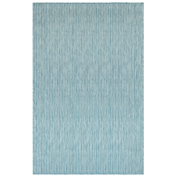 Trans-Ocean Liora Manne Carmel Texture Stripe Casual Indoor/Outdoor Power Loomed 87% Polypropylene/13% Polyester Rug Aqua 7'10" x 9'10"