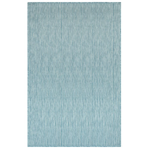 Trans-Ocean Liora Manne Carmel Texture Stripe Casual Indoor/Outdoor Power Loomed 87% Polypropylene/13% Polyester Rug Aqua 7'10" x 9'10"