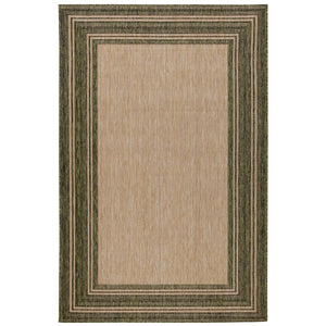 Trans-Ocean Liora Manne Carmel Multi Border Casual Indoor/Outdoor Power Loomed 87% Polypropylene/13% Polyester Rug Green 7'10" x 9'10"