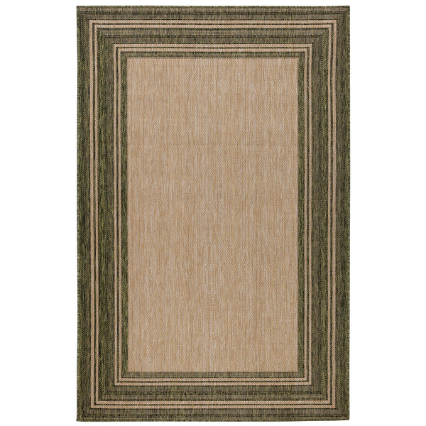 Trans-Ocean Liora Manne Carmel Multi Border Casual Indoor/Outdoor Power Loomed 87% Polypropylene/13% Polyester Rug Green 7'10" x 9'10"