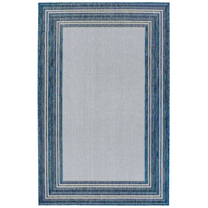 Trans-Ocean Liora Manne Carmel Multi Border Casual Indoor/Outdoor Power Loomed 87% Polypropylene/13% Polyester Rug Navy 7'10" x 9'10"