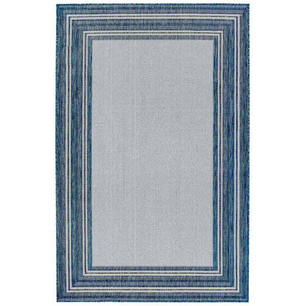 Trans-Ocean Liora Manne Carmel Multi Border Casual Indoor/Outdoor Power Loomed 87% Polypropylene/13% Polyester Rug Navy 7'10" x 9'10"