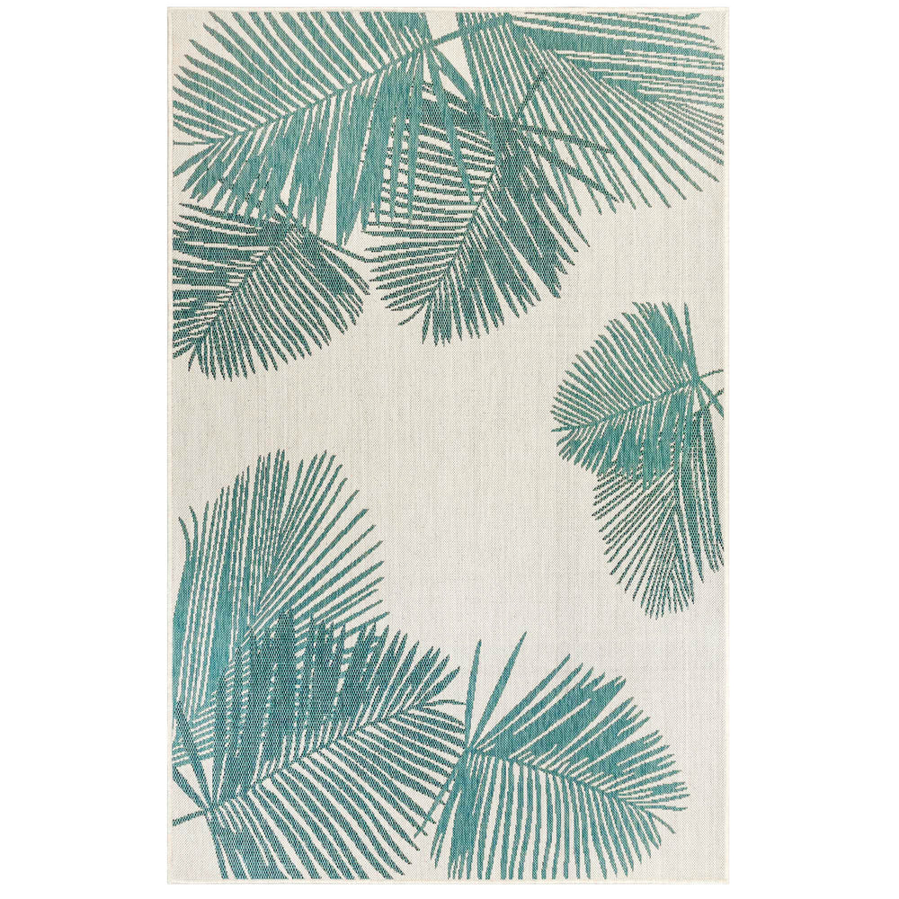 Trans-Ocean Liora Manne Carmel Palm Casual Indoor/Outdoor Power Loomed 87% Polypropylene/13% Polyester Rug Aqua 7'10" x 9'10"