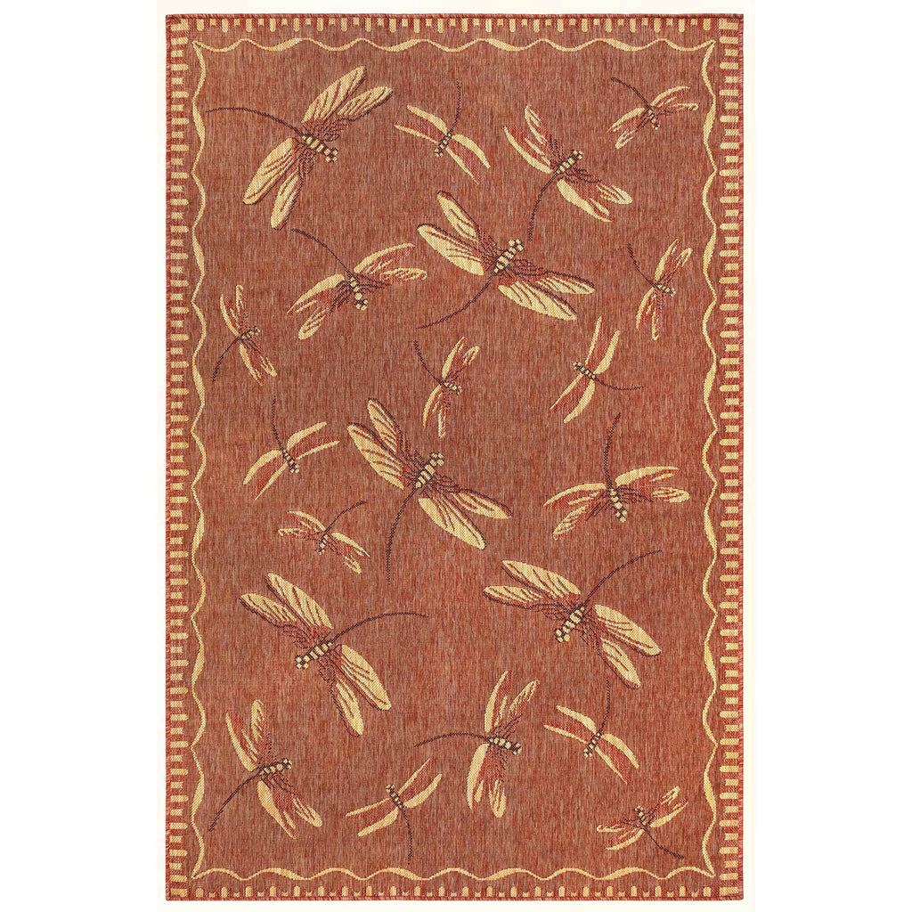 Trans-Ocean Liora Manne Carmel Dragonfly Casual Indoor/Outdoor Power Loomed 87% Polypropylene/13% Polyester Rug Red 7'10" x 9'10"