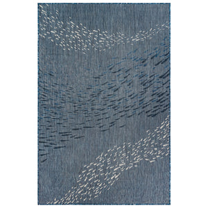 Trans-Ocean Liora Manne Carmel School Of Fish Casual Indoor/Outdoor Power Loomed 87% Polypropylene/13% Polyester Rug Navy 7'10" x 9'10"