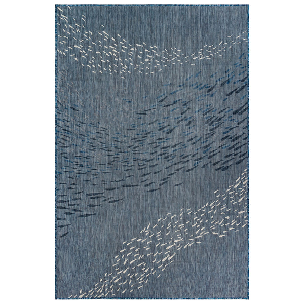 Trans-Ocean Liora Manne Carmel School Of Fish Casual Indoor/Outdoor Power Loomed 87% Polypropylene/13% Polyester Rug Navy 7'10" x 9'10"