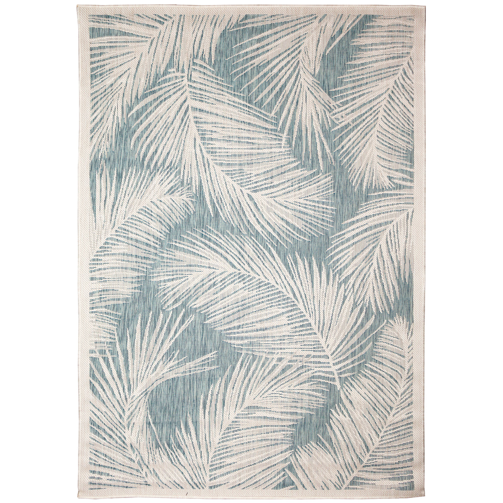 Trans-Ocean Liora Manne Carmel Fronds Casual Indoor/Outdoor Power Loomed 87% Polypropylene/13% Polyester Rug Aqua 7'10" x 9'10"