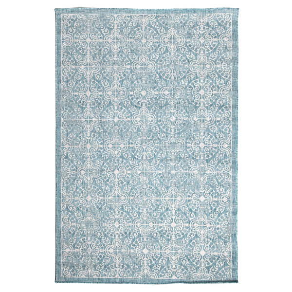 Trans-Ocean Liora Manne Carmel Antique Tile Casual Indoor/Outdoor Power Loomed 87% Polypropylene/13% Polyester Rug Aqua 7'10" x 9'10"