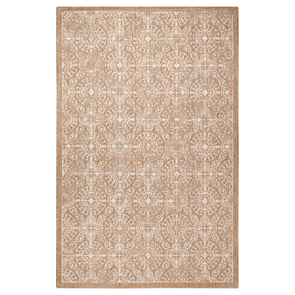 Trans-Ocean Liora Manne Carmel Antique Tile Casual Indoor/Outdoor Power Loomed 87% Polypropylene/13% Polyester Rug Sand 7'10" x 9'10"