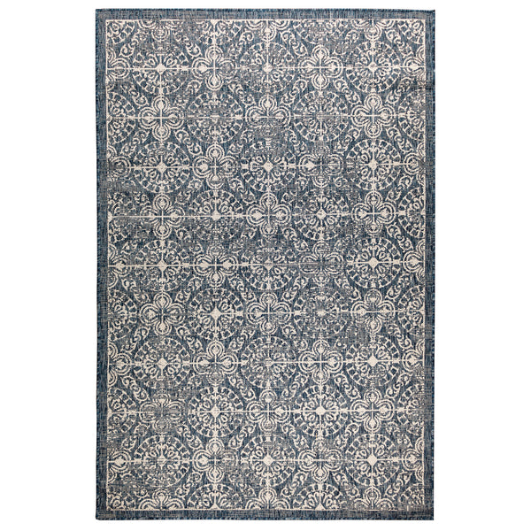 Trans-Ocean Liora Manne Carmel Antique Tile Casual Indoor/Outdoor Power Loomed 87% Polypropylene/13% Polyester Rug Navy 7'10" x 9'10"