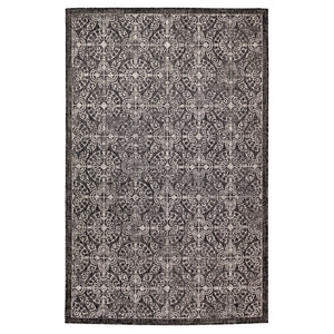 Trans-Ocean Liora Manne Carmel Antique Tile Casual Indoor/Outdoor Power Loomed 87% Polypropylene/13% Polyester Rug Black 7'10" x 9'10"