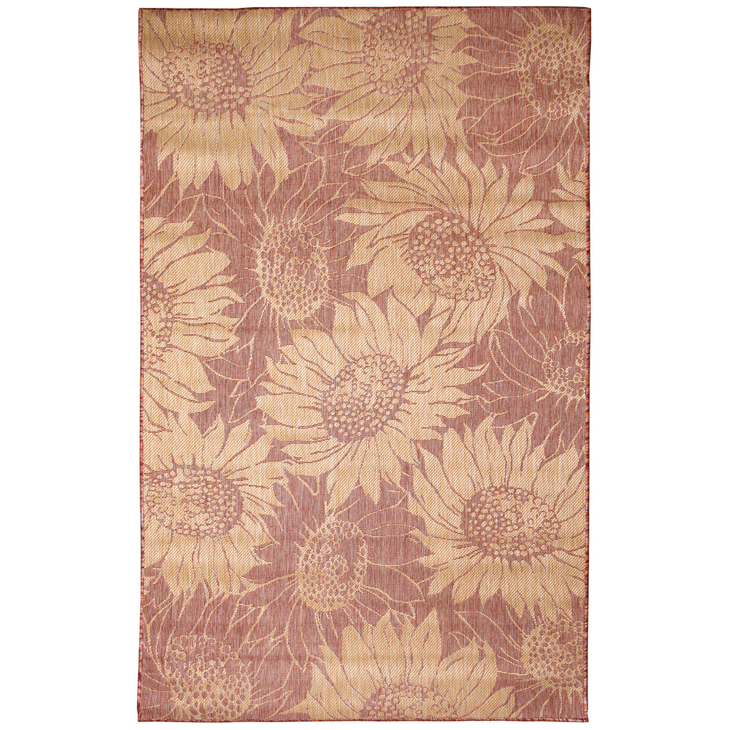 Trans-Ocean Liora Manne Carmel Sunflower Field Casual Indoor/Outdoor Power Loomed 87% Polypropylene/13% Polyester Rug Red 7'10" x 9'10"