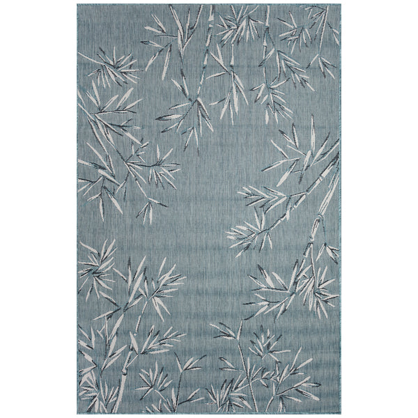 Trans-Ocean Liora Manne Carmel Bamboo Border Casual Indoor/Outdoor Power Loomed 87% Polypropylene/13% Polyester Rug Aqua 7'10" x 9'10"