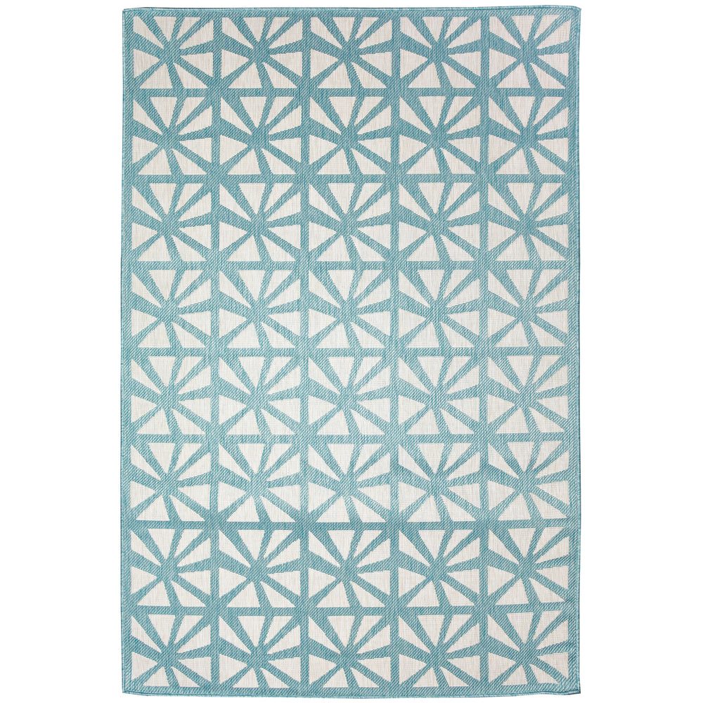 Trans-Ocean Liora Manne Carmel Tonga Tile Casual Indoor/Outdoor Power Loomed 87% Polypropylene/13% Polyester Rug Aqua 7'10" x 9'10"