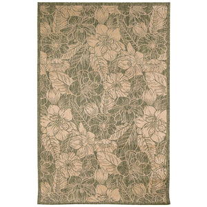 Trans-Ocean Liora Manne Carmel Botanical Casual Indoor/Outdoor Power Loomed 87% Polypropylene/13% Polyester Rug Green 7'10" x 9'10"