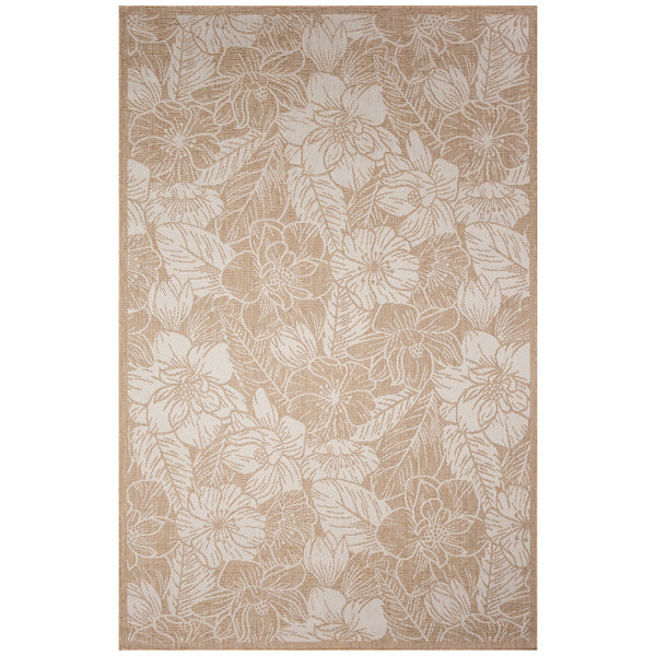 Trans-Ocean Liora Manne Carmel Botanical Casual Indoor/Outdoor Power Loomed 87% Polypropylene/13% Polyester Rug Sand 7'10" x 9'10"