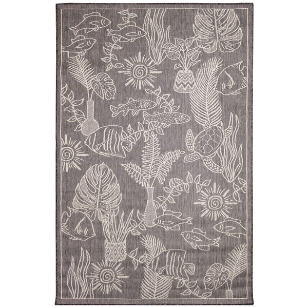 Trans-Ocean Liora Manne Carmel Collage Casual Indoor/Outdoor Power Loomed 87% Polypropylene/13% Polyester Rug Black 7'10" x 9'10"