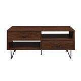 Walker Edison Croft Modern/Contemporary 42" 2-Drawer Coffee Table with Hairpin Legs CRFL1KDW