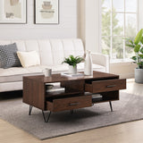 Walker Edison Croft Modern/Contemporary 42" 2-Drawer Coffee Table with Hairpin Legs CRFL1KDW