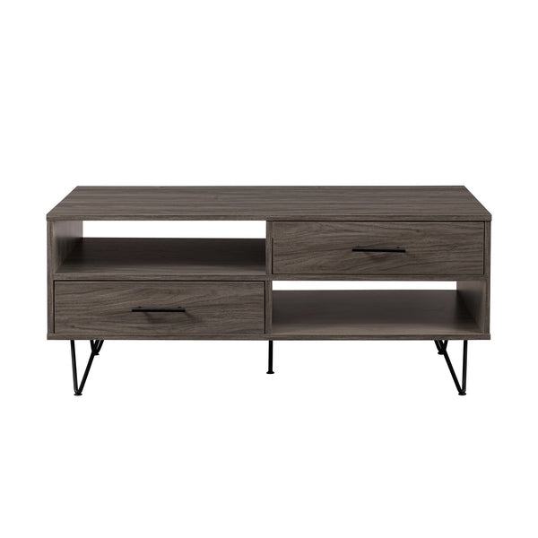 Walker Edison Croft Modern/Contemporary 42" 2-Drawer Coffee Table with Hairpin Legs CRFL1KSG