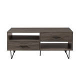 Walker Edison Croft Modern/Contemporary 42" 2-Drawer Coffee Table with Hairpin Legs CRFL1KSG