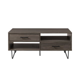 Walker Edison Croft Modern/Contemporary 42" 2-Drawer Coffee Table with Hairpin Legs CRFL1KSG