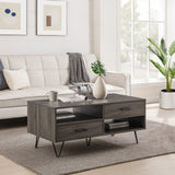 Walker Edison Croft Modern/Contemporary 42" 2-Drawer Coffee Table with Hairpin Legs CRFL1KSG