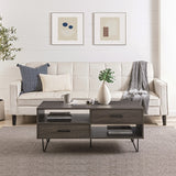 Walker Edison Croft Modern/Contemporary 42" 2-Drawer Coffee Table with Hairpin Legs CRFL1KSG