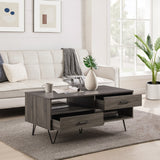 Walker Edison Croft Modern/Contemporary 42" 2-Drawer Coffee Table with Hairpin Legs CRFL1KSG