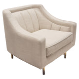 Croft Fabric Chair in Sand Linen Fabric w/ Accent Pillow and Gold Metal Criss-Cross Frame by Diamond Sofa