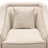 Croft Fabric Chair in Sand Linen Fabric w/ Accent Pillow and Gold Metal Criss-Cross Frame by Diamond Sofa