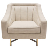 Croft Fabric Chair in Sand Linen Fabric w/ Accent Pillow and Gold Metal Criss-Cross Frame by Diamond Sofa