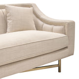 Croft Fabric Sofa in Sand Linen Fabric w/ Accent Pillows and Gold Metal Criss-Cross Frame by Diamond Sofa