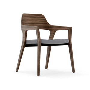 Beau Visitor Chair in Walnut with Seat in Gray - Set of 2
