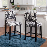 Corey Black Cow Print Counter Stool