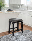 Kennedy Black and White Tweed Backless Counter Stool