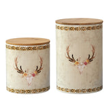 HiEnd Accents Skull Design Canister Set CS181201 Multi Ceramic with bamboo lids 8.5x6x6