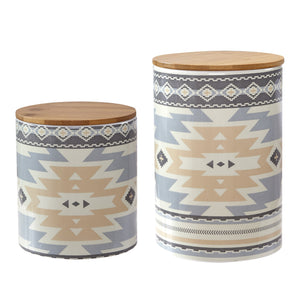 HiEnd Accents Desert Sage Canister Set CS193901 Multi Ceramic with bamboo lids 8.5x6x6