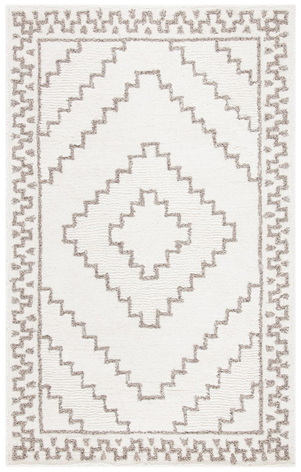 Casablanca 205 Bohemian Hand Tufted 80% Wool, 10% Polyester, 10% Cotton Rug Taupe / Ivory