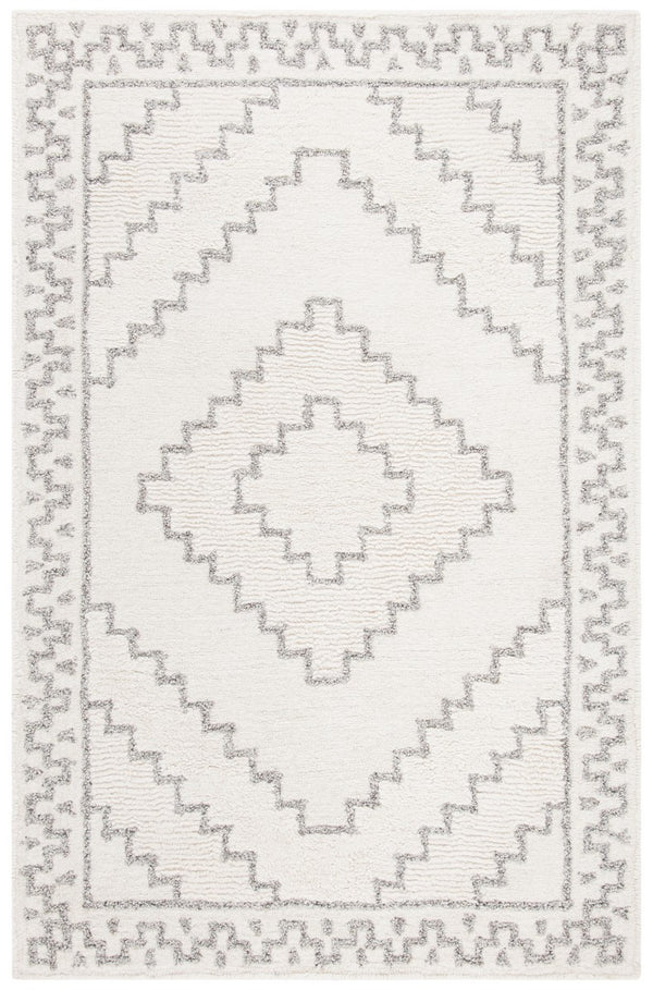 Casablanca 205 Bohemian Hand Tufted 80% Wool, 10% Polyester, 10% Cotton Rug Grey / Ivory