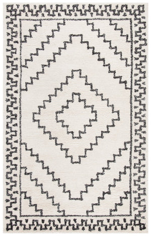Casablanca 205 Bohemian Hand Tufted 80% Wool, 10% Polyester, 10% Cotton Rug Black / Ivory