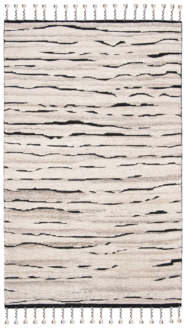 Casablanca 400 Hand Knotted 75% Wool 25% Viscose Bohemian Rug Charcoal / Ivory 75% Wool 25% Viscose CSB400A-5