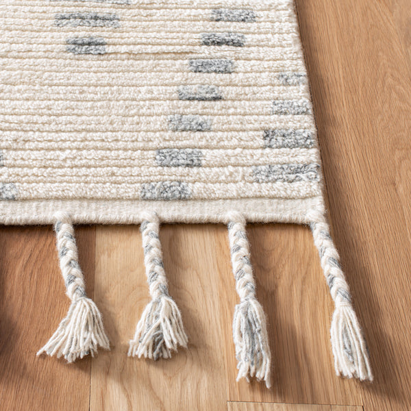 Casablanca 406 Hand Knotted 80% Wool 20% Viscose Bohemian Rug Grey / Ivory 80% Wool 20% Viscose CSB406A-5