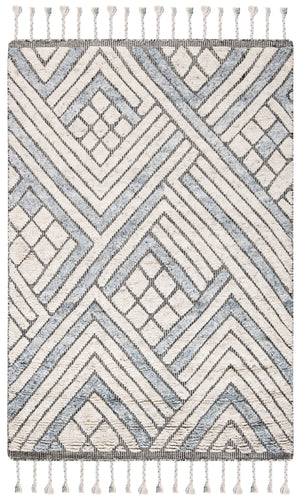Casablanca 409 Hand Knotted 80% Wool 20% Viscose Bohemian Rug Grey / Ivory 80% Wool 20% Viscose CSB409A-4