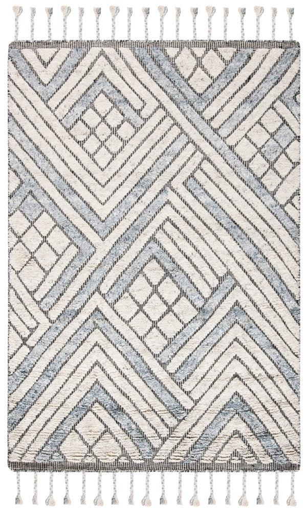 Casablanca 409 Hand Knotted 80% Wool 20% Viscose Bohemian Rug Grey / Ivory 80% Wool 20% Viscose CSB409A-4